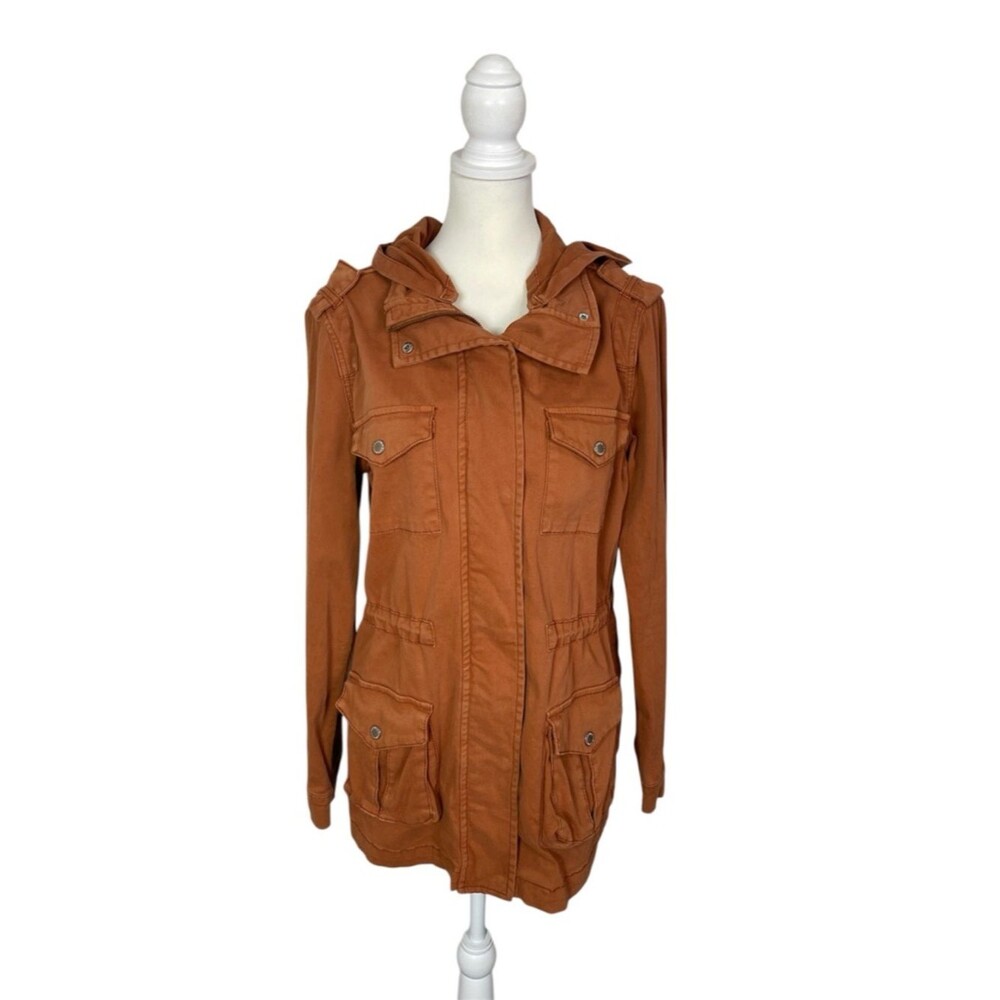 Tinsel Utility Jacket Hooded Anorak Rust Brown Lightweight Military Cargo Coat